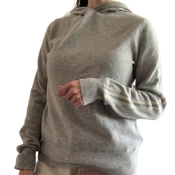 NWT RLX Cashmere Ralph Lauren Washable Hoodie Grey Sweater Stripes Pullover New - Picture 4 of 14